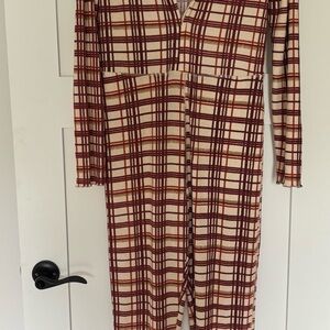 Free People Intimately Home Alone Plaid Long John Pajamas